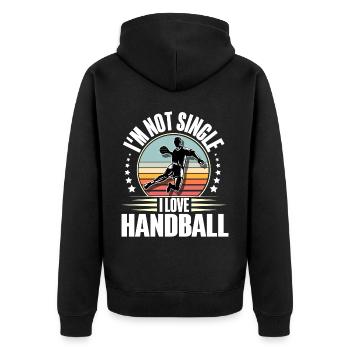 Handball Handballer - Unisex Premium Bio Zip Hoodie - Schwarz - Hinten - Nico (187cm)