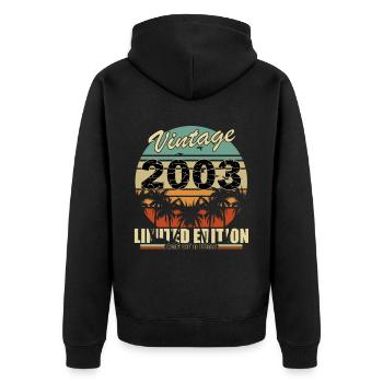 Millésime 2003 Anniversaire - Veste à capuche bio Premium Unisexe - noir - Dos - Nico (187cm)