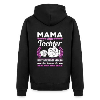 tolles Muttertag Spruch - ein Herz und eine Seele. - Unisex Premium Bio Zip Hoodie - Schwarz - Hinten - Nico (187cm)