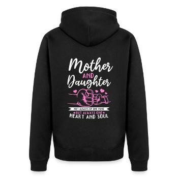 great Mother's Day saying - one heart and one soul. - Unisex Premium Organic Zip Hoodie - black - Back - Nico (187cm)