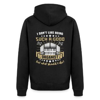 Organist Orgelspieler Orgel - Unisex Premium Bio Zip Hoodie - Schwarz - Hinten - Nico (187cm)