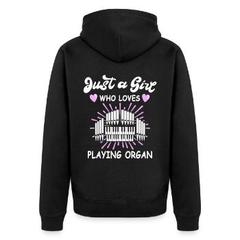 Organistin Orgelspielerin - Unisex Premium Bio Zip Hoodie - Schwarz - Hinten - Nico (187cm)
