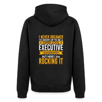 Cleaner Housekeeping Cleaning Housekeeper - Unisex Premium Organic Zip Hoodie - black - Back - Nico (187cm)