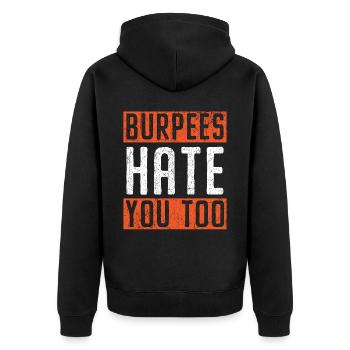 Burpees hassen dich auch Trainer Gym Fitness - Unisex Premium Bio Zip Hoodie - Schwarz - Hinten - Nico (187cm)