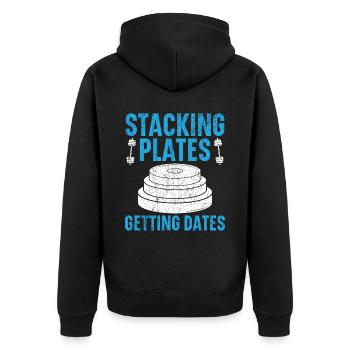 Stackin Plates Gettin Dates Haltérophilie Fitness - Veste à capuche bio Premium Unisexe - noir - Dos - Nico (187cm)