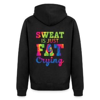 Sweat is just fat, that cries Trainer Gym Fitnes - Unisex Premium Organic Zip Hoodie - black - Back - Nico (187cm)