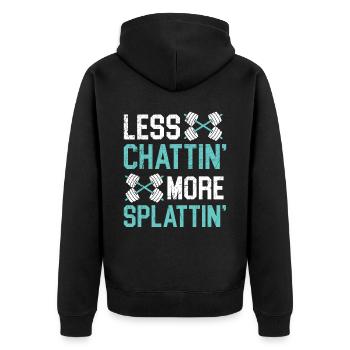 Less chatting, more splashing Trainer Gym Fitne - Unisex Premium Organic Zip Hoodie - black - Back - Nico (187cm)