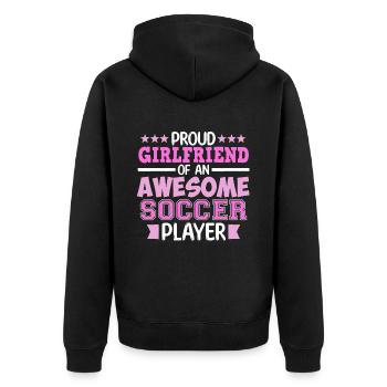 Freundin Von Fußballspieler Sport Fußballtrainer - Unisex Premium Bio Zip Hoodie - Schwarz - Hinten - Nico (187cm)