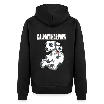 Dalmatiner Papa mit Dalmatiner Kind - Unisex Premium Bio Zip Hoodie - Schwarz - Hinten - Nico (187cm)