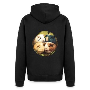 Meerschweinchen Meerschwein für einen - Unisex Premium Bio Zip Hoodie - Schwarz - Hinten - Nico (187cm)