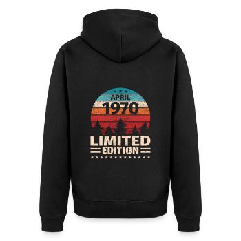 53. Geburtstag April Jahrgang 1970 Vintage - Unisex Premium Bio Zip Hoodie - Schwarz - Hinten - Nico (187cm)