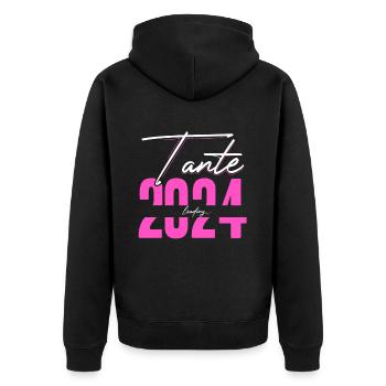 Tante Loading 2024 Babyankündigung Geburt Schwange - Unisex Premium Bio Zip Hoodie - Schwarz - Hinten - Nico (187cm)