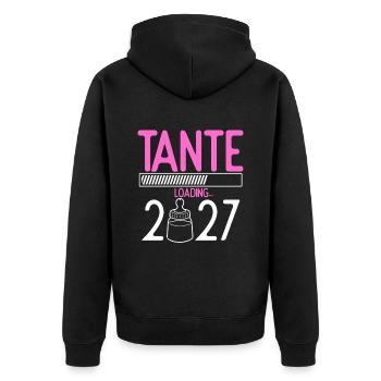 Tante Loading 2027 Babyankündigung Geburt Beste Ta - Unisex Premium Bio Zip Hoodie - Schwarz - Hinten - Nico (187cm)