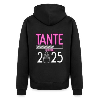 Tante Loading 2025 Babyankündigung Geburt Beste Ta - Unisex Premium Bio Zip Hoodie - Schwarz - Hinten - Nico (187cm)