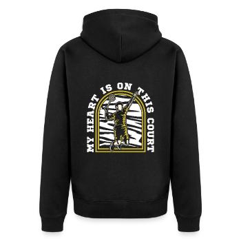 Badminton My Heart Is On This Court Shuttlecock - Unisex Premium Organic Zip Hoodie - black - Back - Nico (187cm)
