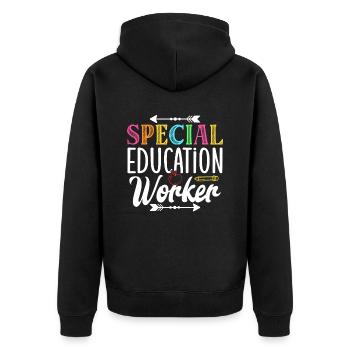 Special Education Workers Special Education Teachers - Unisex Premium Organic Zip Hoodie - black - Back - Nico (187cm)