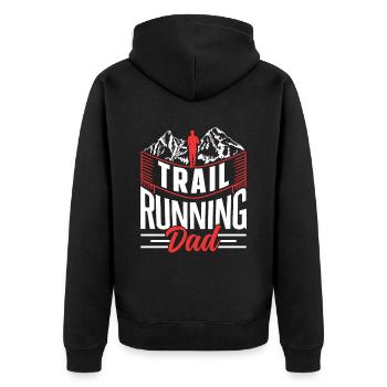 Trail Running Papa Runner Trail Running Race - Unisex Premium Organic Zip Hoodie - black - Back - Nico (187cm)