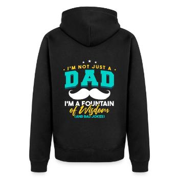 Ich bin nicht nur ein Vater - Unisex Premium Bio Zip Hoodie - Schwarz - Hinten - Nico (187cm)