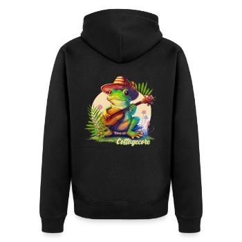 Cottagecore Esthétique Campagne Banjoist Grenouille Go - Veste à capuche bio Premium Unisexe - noir - Dos - Nico (187cm)