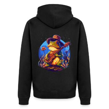 Dark Academia Cottagecore Frog Guitarist Countrysi - Unisex Premium Organic Zip Hoodie - black - Back - Nico (187cm)