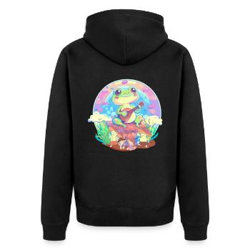 Frog Banjoist Colorful Cottagecore Aesthetic Cute - Unisex Premium Organic Zip Hoodie - black - Back - Nico (187cm)