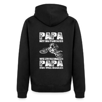 Motocross - Unisex Premium Bio Zip Hoodie - Schwarz - Hinten - Nico (187cm)