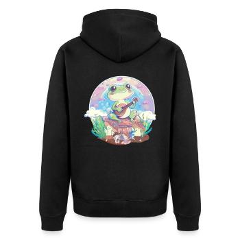 Toadstool Banjo Frog Pastel Academia Cottagecore A - Unisex Premium Organic Zip Hoodie - black - Back - Nico (187cm)