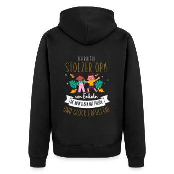 Cooles Opa Großvater Enkel Spruch Motiv - Unisex Premium Bio Zip Hoodie - Schwarz - Hinten - Nico (187cm)