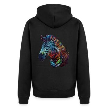 Geometric Zebra Colorful Psychedelic Abstract Rain - Unisex Premium Organic Zip Hoodie - black - Back - Nico (187cm)