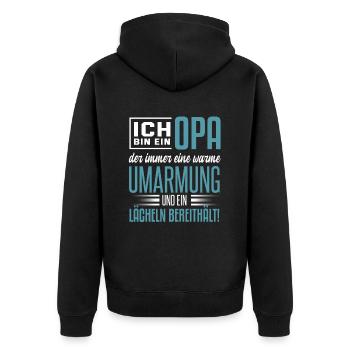 Cooles Opa Großvater Enkel Spruch Motiv - Unisex Premium Bio Zip Hoodie - Schwarz - Hinten - Nico (187cm)