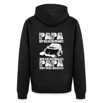 Geländewagen - Unisex Premium Bio Zip Hoodie - Schwarz - Hinten - Nico (187cm)