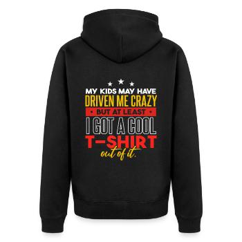 Meine Kinder haben mich in den Wahnsinn getrieben - Unisex Premium Bio Zip Hoodie - Schwarz - Hinten - Nico (187cm)