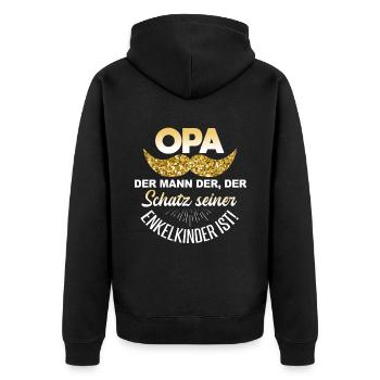 Cooles Opa Großvater Enkel Spruch Motiv - Unisex Premium Bio Zip Hoodie - Schwarz - Hinten - Nico (187cm)