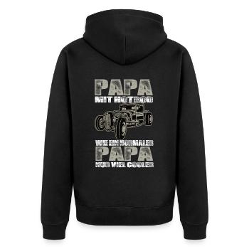 Hotrod - Unisex Premium Bio Zip Hoodie - Schwarz - Hinten - Nico (187cm)