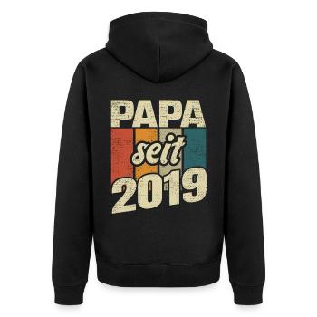 Papa Geschenk Papa 2019 Vater - Unisex Premium Bio Zip Hoodie - Schwarz - Hinten - Nico (187cm)