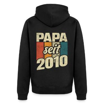 Papa Geschenk Papa 2010 Vater - Unisex Premium Bio Zip Hoodie - Schwarz - Hinten - Nico (187cm)