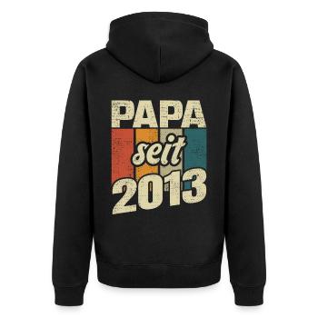 Papa Geschenk Papa 2023 Vater - Unisex Premium Bio Zip Hoodie - Schwarz - Hinten - Nico (187cm)