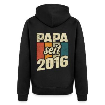 Papa Geschenk Papa 2016 Vater - Unisex Premium Bio Zip Hoodie - Schwarz - Hinten - Nico (187cm)