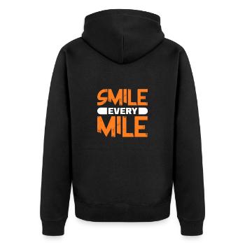Run - Unisex Premium Organic Zip Hoodie - black - Back - Nico (187cm)