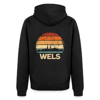 Catfish - Unisex Premium Organic Zip Hoodie - black - Back - Nico (187cm)
