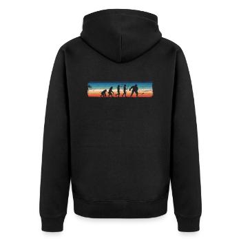 Evolution of Ice Hockey – Retro - Unisex Premium Organic Zip Hoodie - black - Back - Nico (187cm)