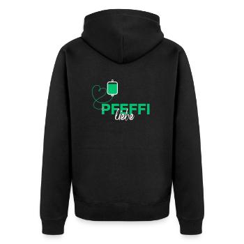 PFEFFI Liebe - Lustiges Party - Unisex Premium Bio Zip Hoodie - Schwarz - Hinten - Nico (187cm)