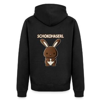 Schokohaserl Süßer Naschkatzen Oster-Schokohase - Unisex Premium Bio Zip Hoodie - Schwarz - Hinten - Nico (187cm)