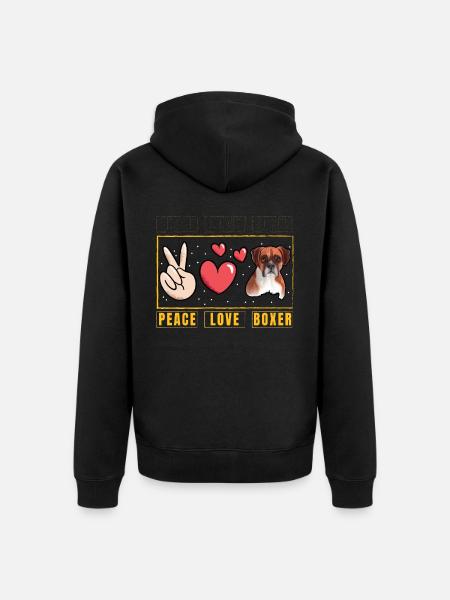 Peace Love Boxer - Veste à capuche bio Premium Unisexe - noir
