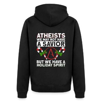 Athéisme athée Anti Église Noël - Veste à capuche bio Premium Unisexe - noir - Dos - Nico (187cm)