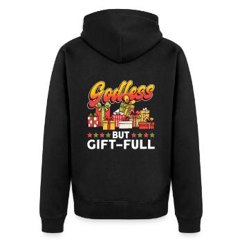 Atheist Atheismus Anti Kirche Weihnachten - Unisex Premium Bio Zip Hoodie - Schwarz - Hinten - Nico (187cm)