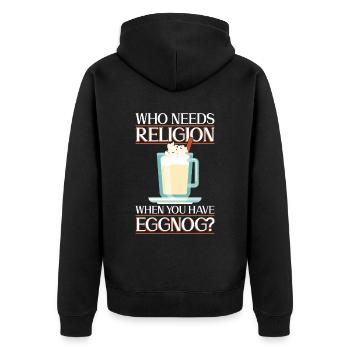 Atheist Atheismus Eierpunsch Weihnachten - Unisex Premium Bio Zip Hoodie - Schwarz - Hinten - Nico (187cm)