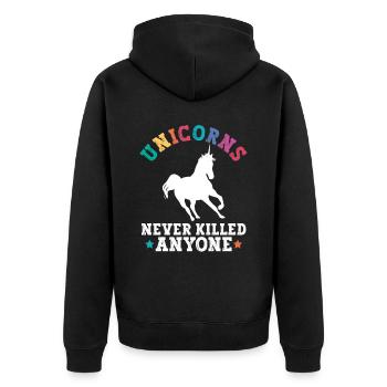 Licornes Athéisme athée Anti Église - Veste à capuche bio Premium Unisexe - noir - Dos - Nico (187cm)