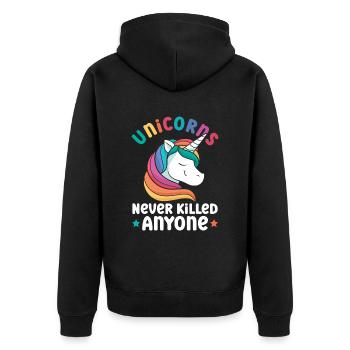 Licornes Athéisme athée Anti Église - Veste à capuche bio Premium Unisexe - noir - Dos - Nico (187cm)