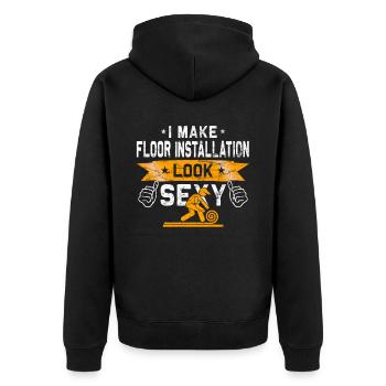 Flooring carpet installers - Unisex Premium Organic Zip Hoodie - black - Back - Nico (187cm)
